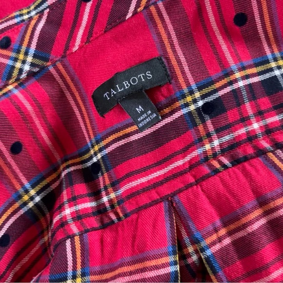 Talbots Classic Button Front Red Plaid Shirt - Sz M - Picture 4 of 8